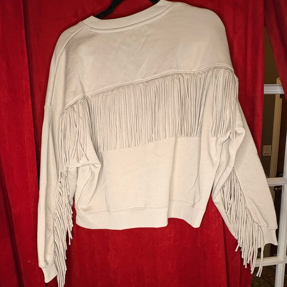 GAP Cream Fringe Sleeve Sweatshirt - Picture 7 of 8
